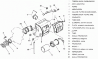 Despiece de la tobera y filtro de admisión de aire